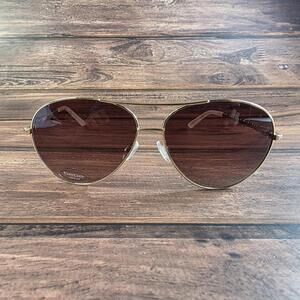 bebe Womens Sunglasses Gold Frame Brown Lens 60mm UV Protection